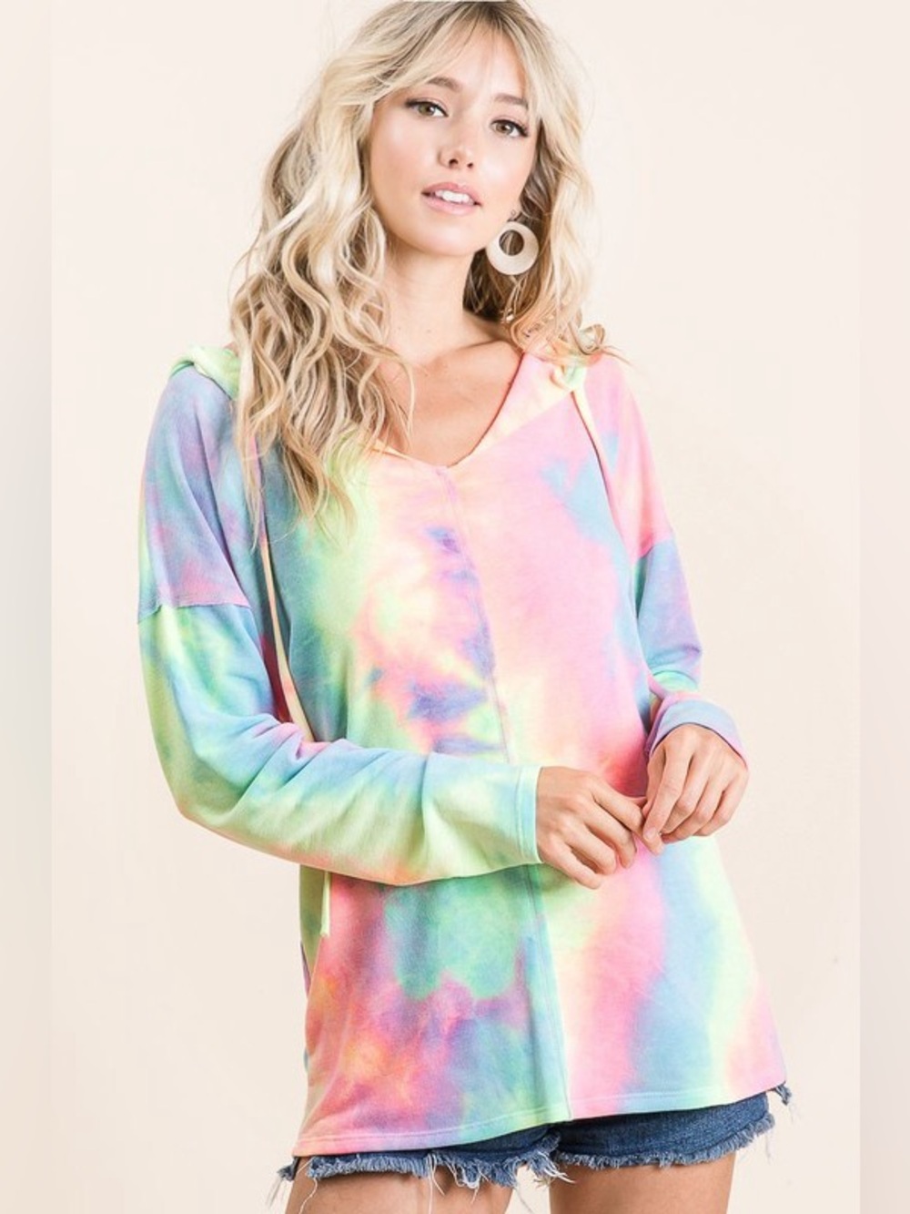 BiBi Tie Dye Terry Long Sleeve Hoodie - Picture 10 of 15
